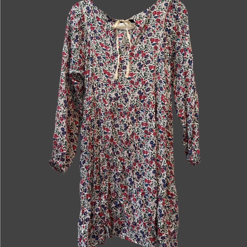 Amaricana Floral Smocked & Pleated Feminine Airy Mini  Dress S
